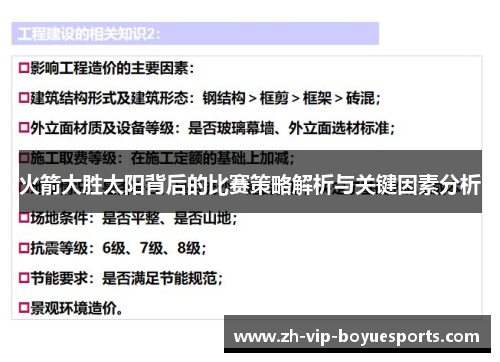 火箭大胜太阳背后的比赛策略解析与关键因素分析